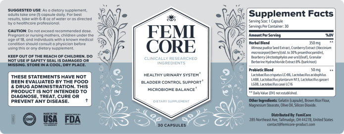 FemiCore supplied label information